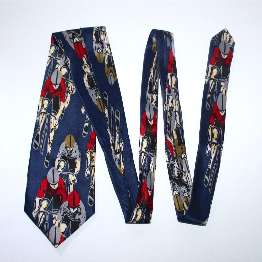 ExerStuff Vintage Necktie blue Cyclists bicycle Silk